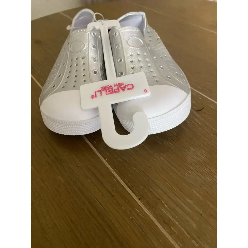 NWT Capelli New York, silver slip on water shoes girls size 8.